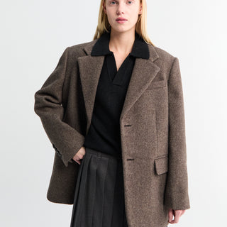 Dunst - Unisex Layered Cashmere Blazer in Melange Brown