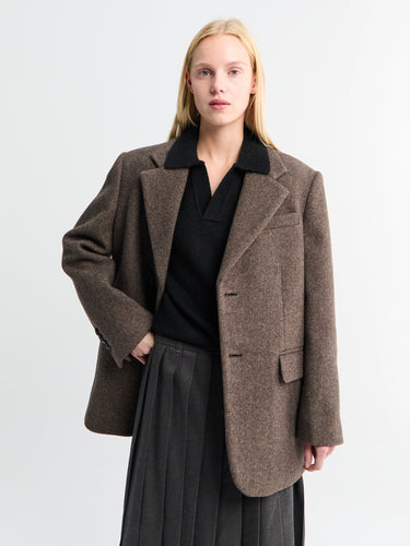 Dunst - Unisex Layered Cashmere Blazer in Melange Brown