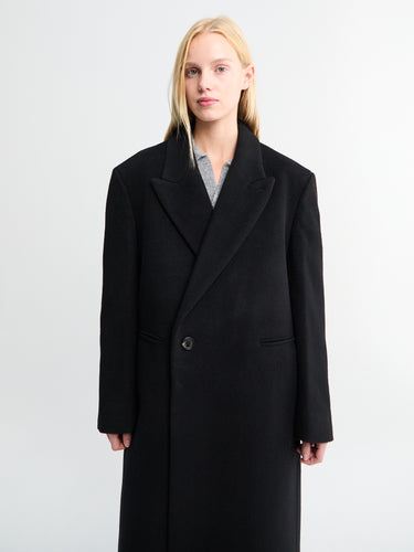 Dunst - Unisex Oversized Double Coat in Black