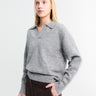 Dunst - Unisex Open Collared Cashmere Sweater in Melange Grey
