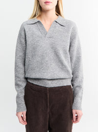 Dunst - Unisex Open Collared Cashmere Sweater in Melange Grey