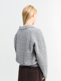 Dunst - Unisex Open Collared Cashmere Sweater in Melange Grey