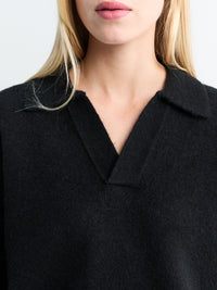 Dunst - Unisex Open Collared Cashmere Sweater in Black