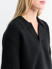 Dunst - Unisex Open Collared Cashmere Sweater in Black