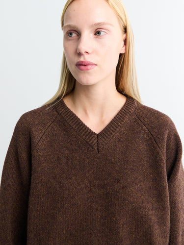 Dunst - Unisex Cashmere V-Neck Sweater in Brown
