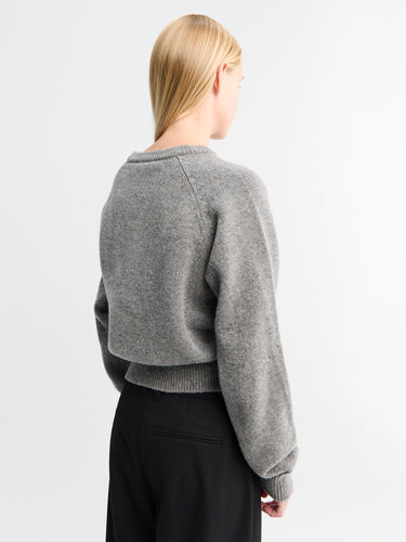 Dunst - Unisex Cashmere V-Neck Sweater in Melange Grey
