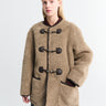 Dunst - Collarless Buckled Shearling Jacket in Khaki Beige