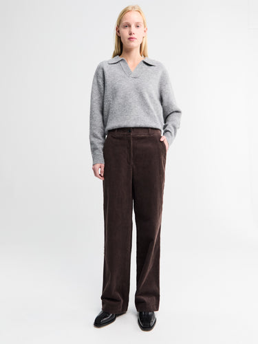 Dunst - Semi-Wide Corduroy Slacks in Brown