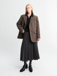 Dunst - Linear Pleats Long Skirt in Charcoal Grey