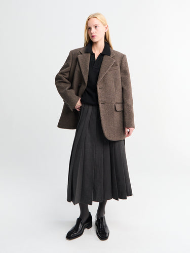 Dunst - Linear Pleats Long Skirt in Charcoal Grey