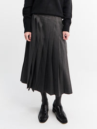Dunst - Linear Pleats Long Skirt in Charcoal Grey