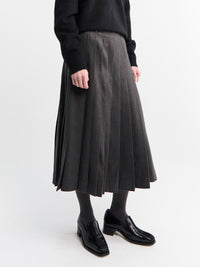 Dunst - Linear Pleats Long Skirt in Charcoal Grey