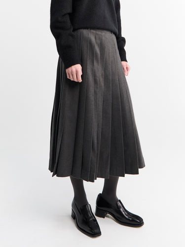 Dunst - Linear Pleats Long Skirt in Charcoal Grey