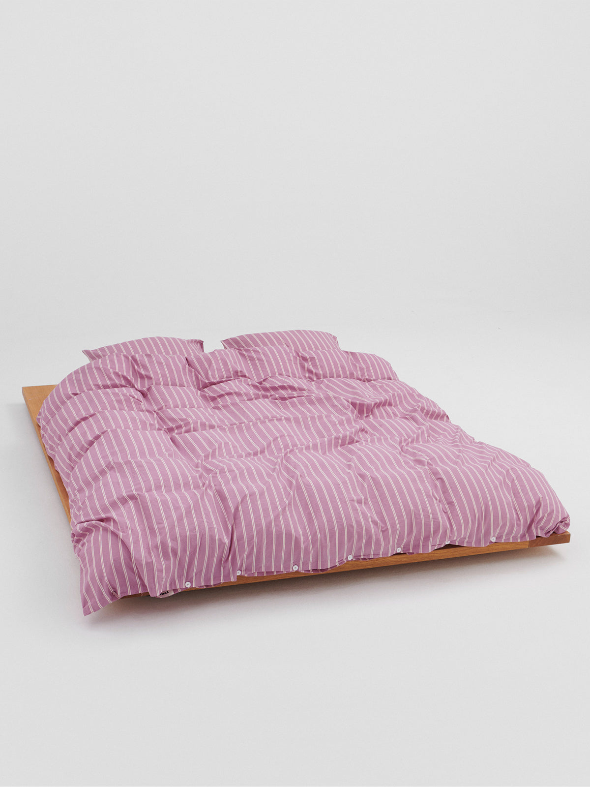 Tekla - Percale Duvet Cover in Mallow Pink Stripes