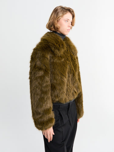 The Frankie Shop - Hope Faux Fur Jacket in Moss Green