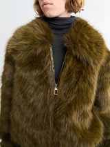 The Frankie Shop - Hope Faux Fur Jacket in Moss Green