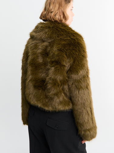 The Frankie Shop - Hope Faux Fur Jacket in Moss Green