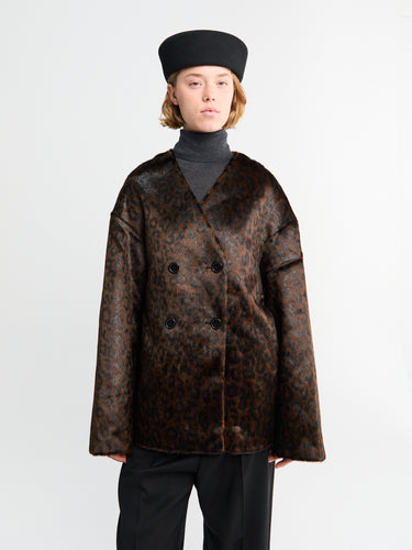 The Frankie Shop - Valentina Faux Fur Leopard Jacket in Brown