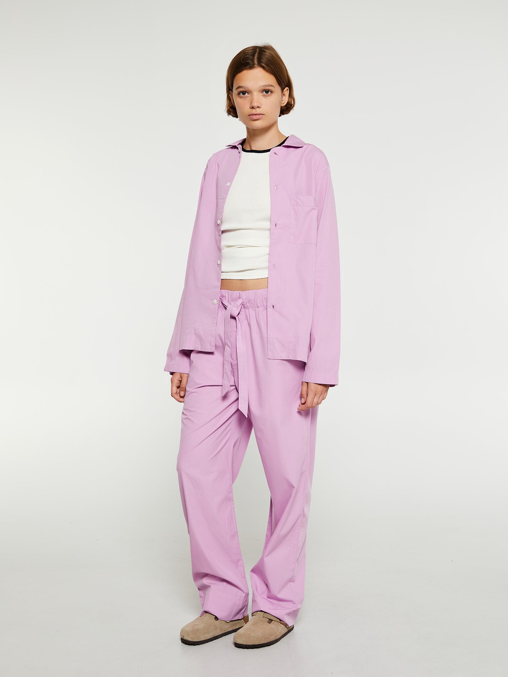 Poplin Pyjamas Bukser i Purple Pink