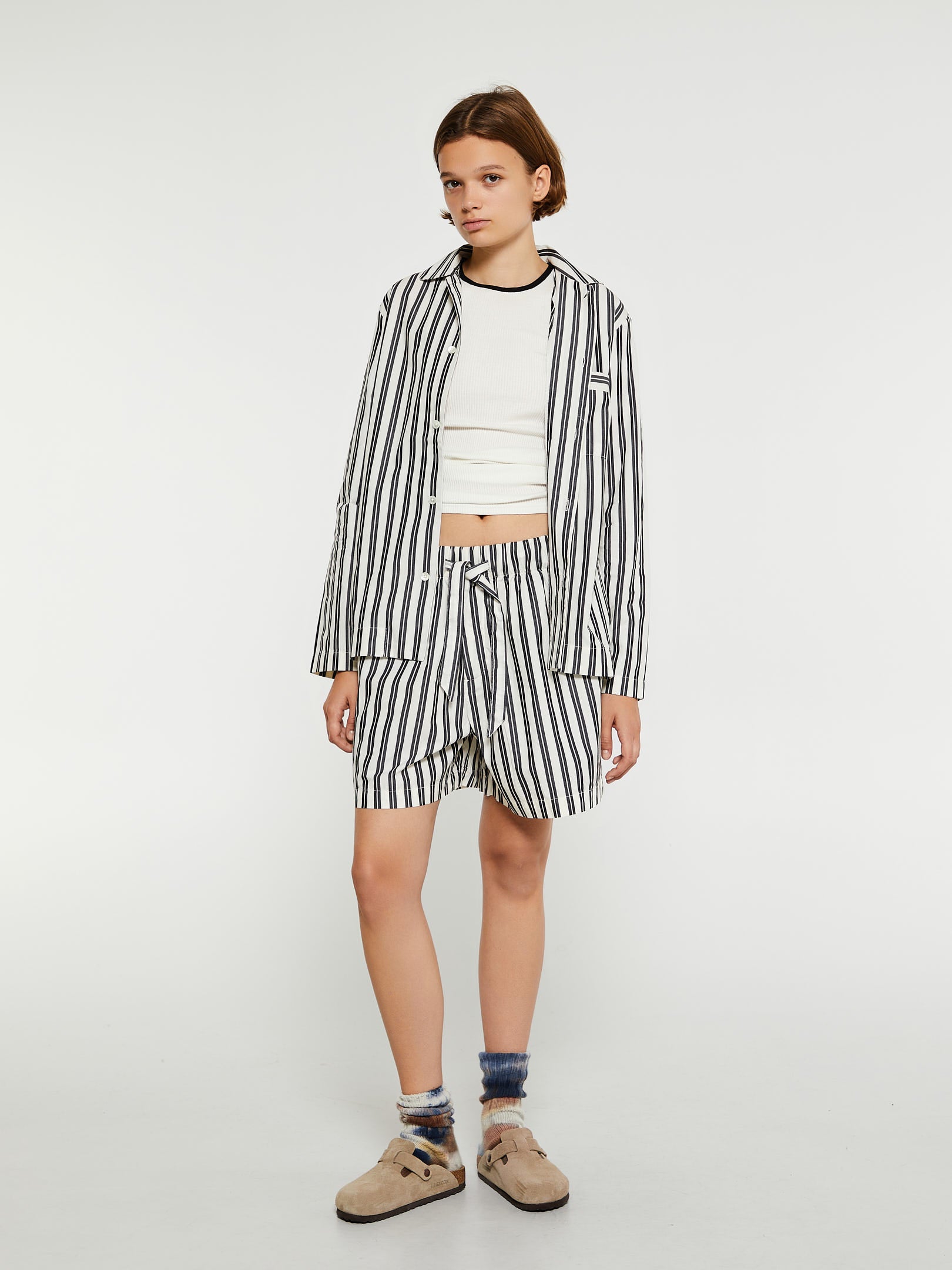 Poplin Pyjamas Shorts in Night Stripes