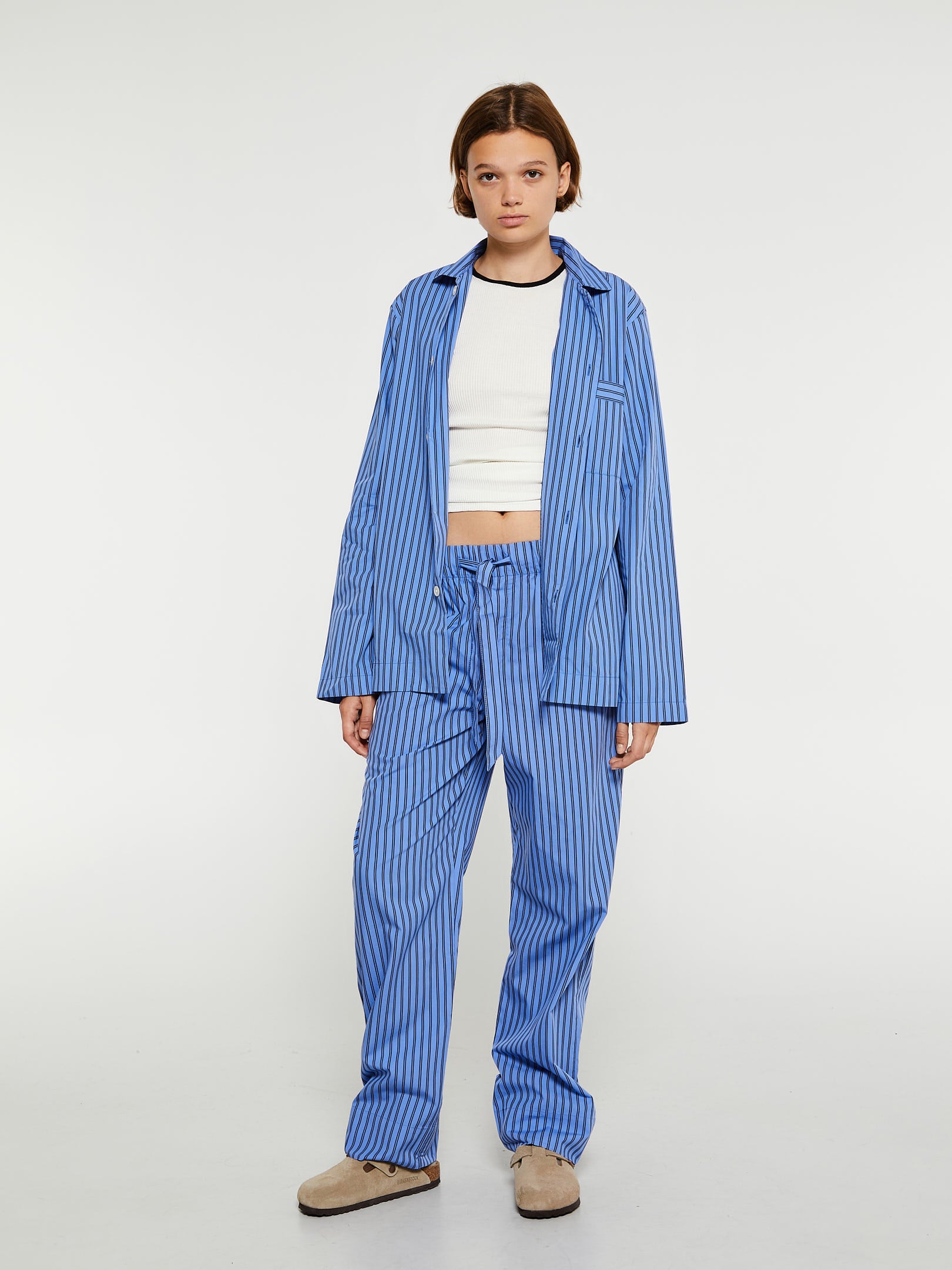 Poplin Pyjamas Skjorte i Boro Stripes