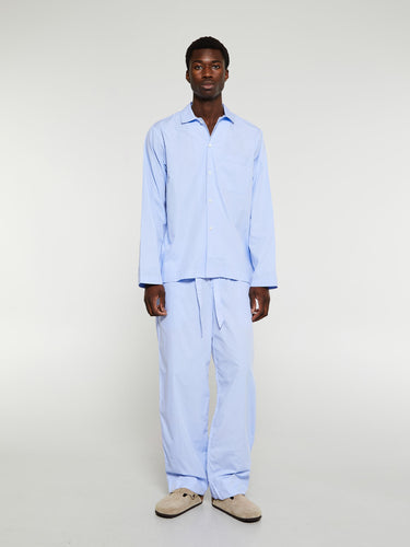 Tekla - Poplin Pyjamas Pants in Shirt Blue