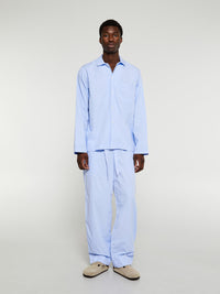 Tekla - Poplin Pyjamas Shirt in Shirt Blue