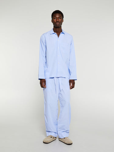 Tekla - Poplin Pyjamas Shirt in Shirt Blue