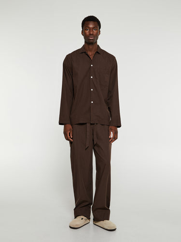 Tekla - Poplin Pyjamas Pants in Coffee