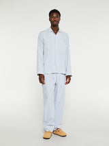 Tekla - Poplin Pyjamas Shirt in Placid Blue Stripes