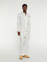 Tekla - Poplin Pyjamas Shirt in Shadow Stripes