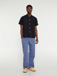 Tekla - Poplin Pyjamas Short Sleeve Shirt in All Black