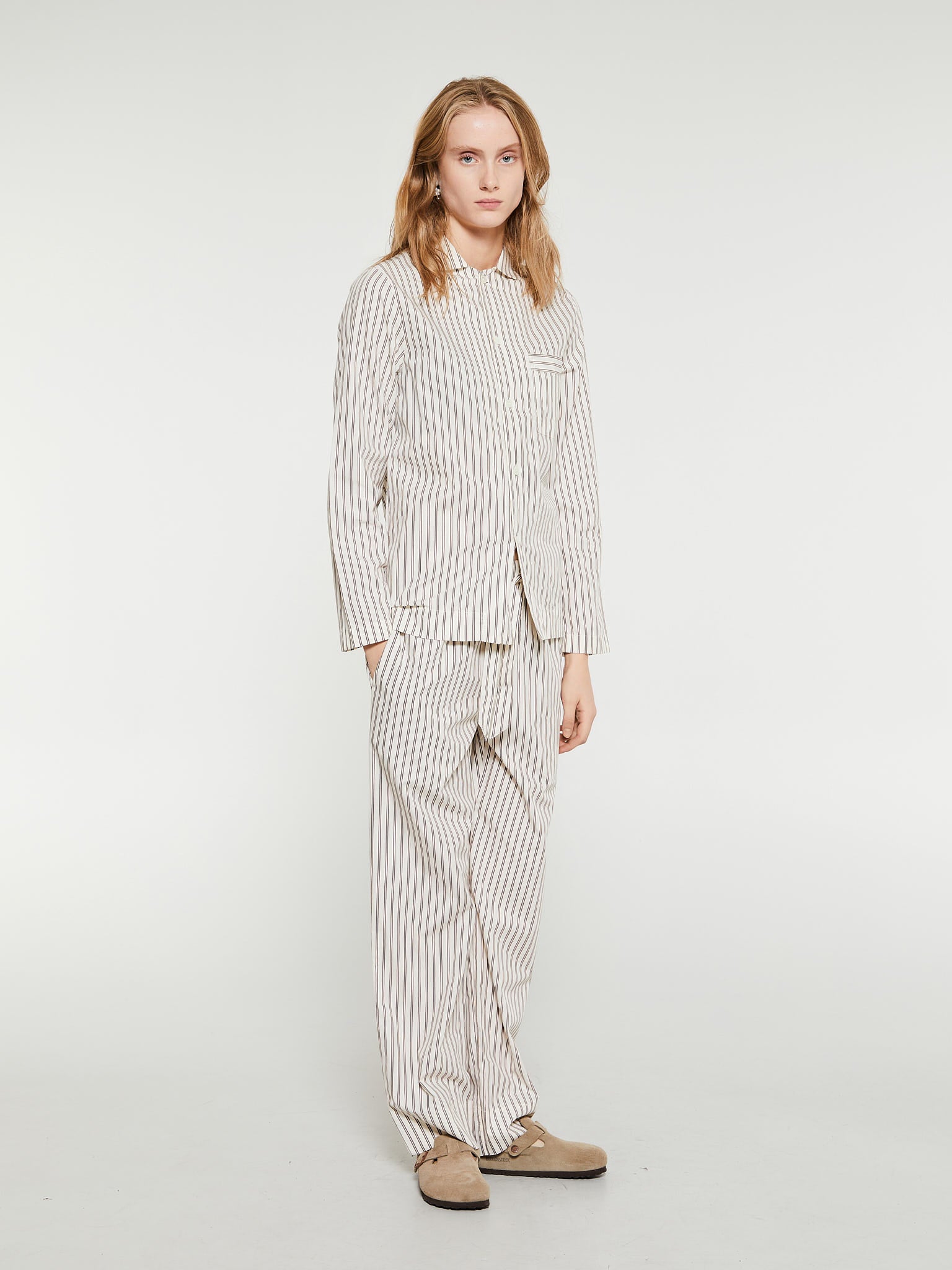 Poplin Pyjamas Skjorte i Hopper Stripes