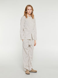 Tekla - Poplin Pyjamas Shirt in Hopper Stripes