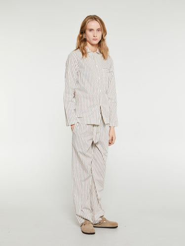 Tekla - Poplin Pyjamas Shirt in Hopper Stripes