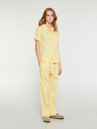 Tekla - Poplin Pyjamas Short Sleeve Shirt in Lemonade