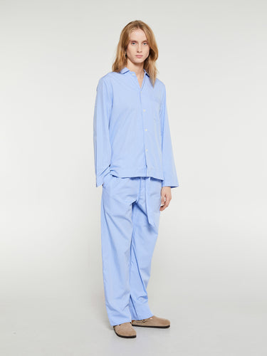 Tekla - Poplin Pyjamas Shirt in Pin Stripes