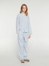 Tekla - Poplin Pyjamas Shirt in Placid Blue Stripes