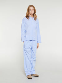 Tekla - Poplin Pyjamas Shirt in Shirt Blue