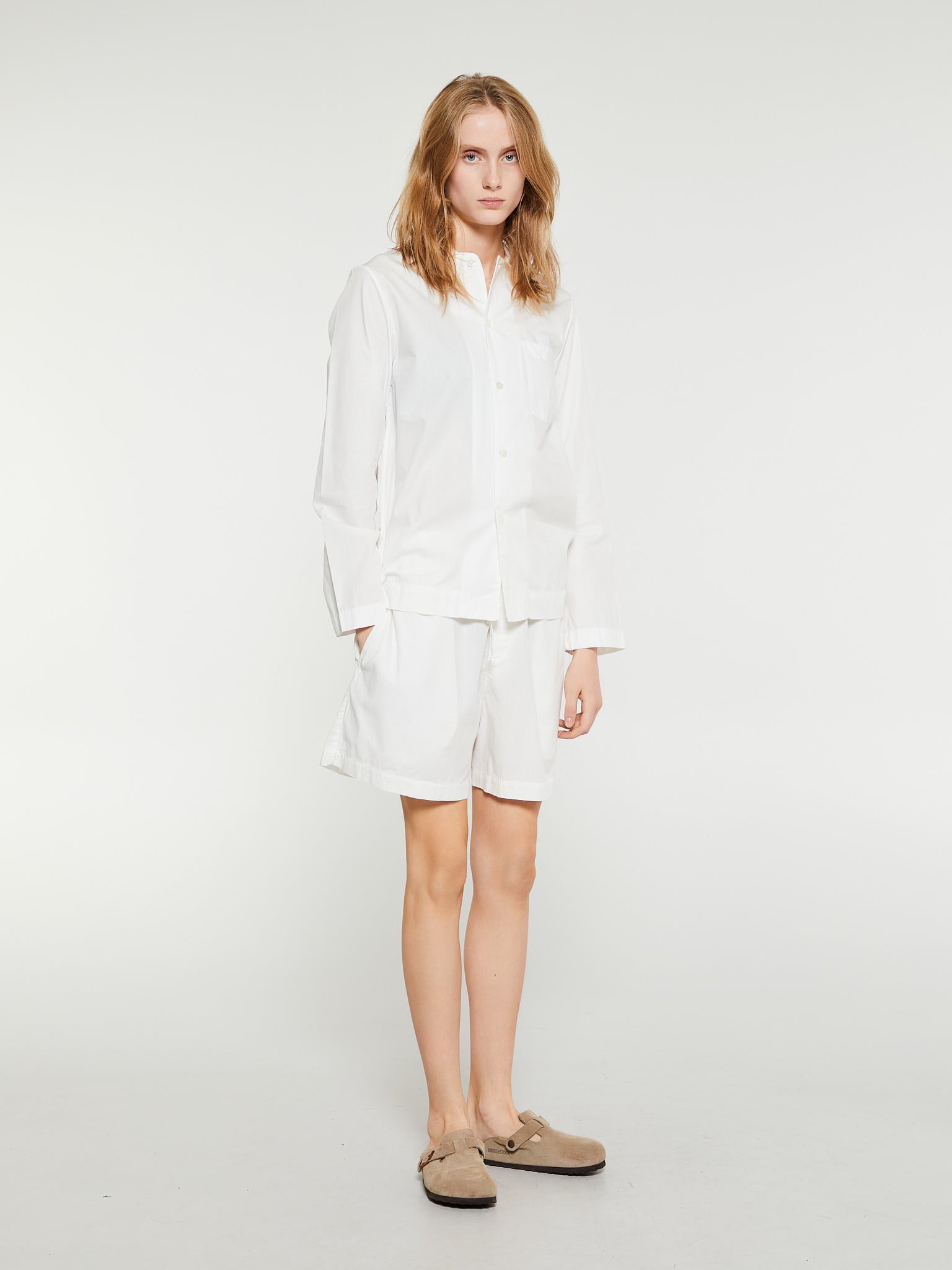 Poplin Pyjamas Shorts in Alabaster White