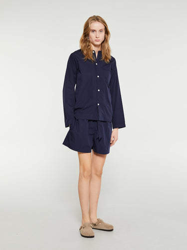 Tekla - Poplin Pyjamas Shirt in True Navy