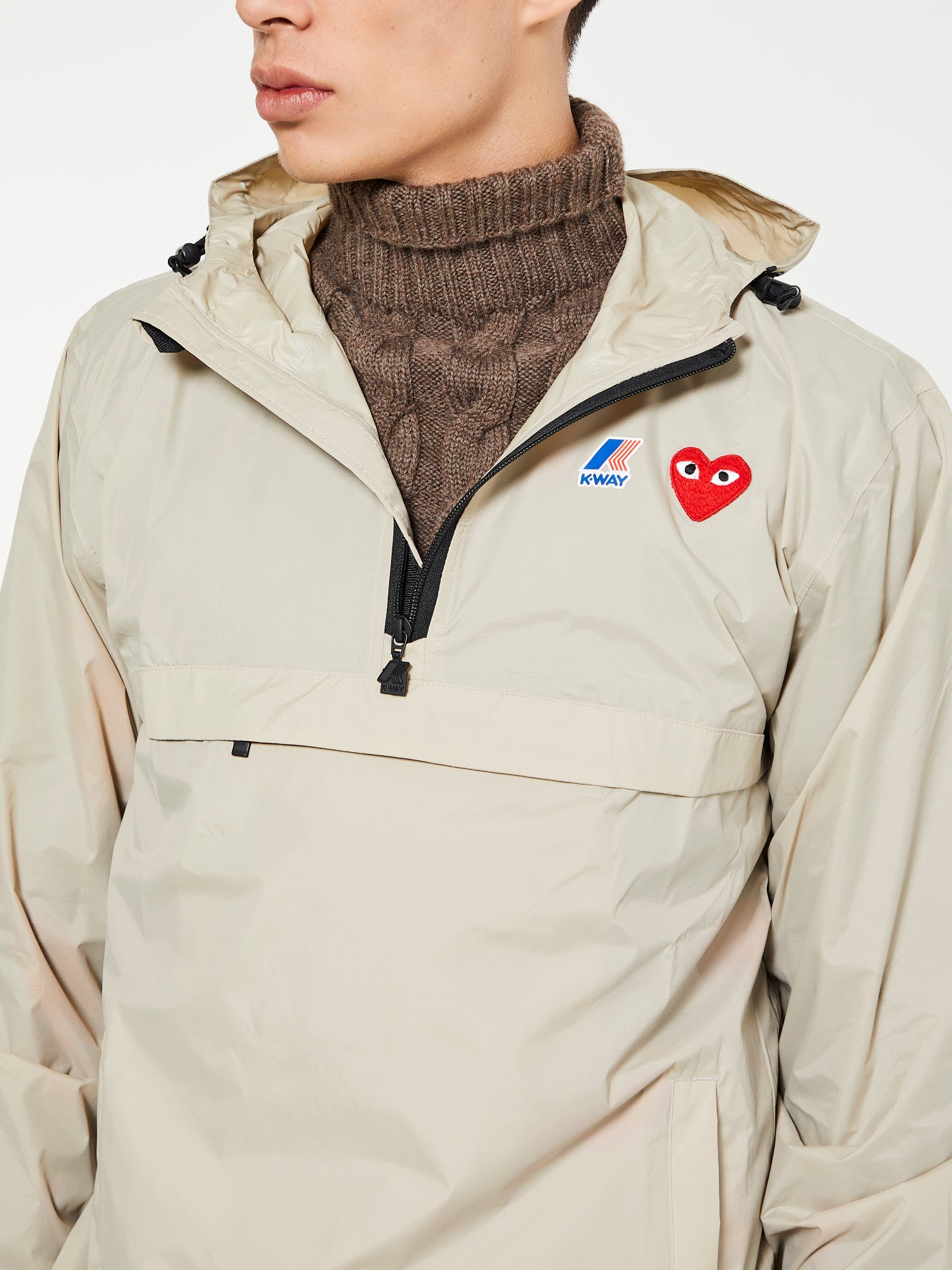 Comme des Garçons PLAY - CDG x K-Way Le Vrai 3.0 Leon Jacket in Beige