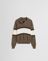 Phoebe Philo - Open Polo Jumper in Cigar, Cream and Chocolate