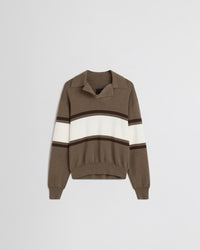 Phoebe Philo - Open Polo Jumper in Cigar, Cream and Chocolate