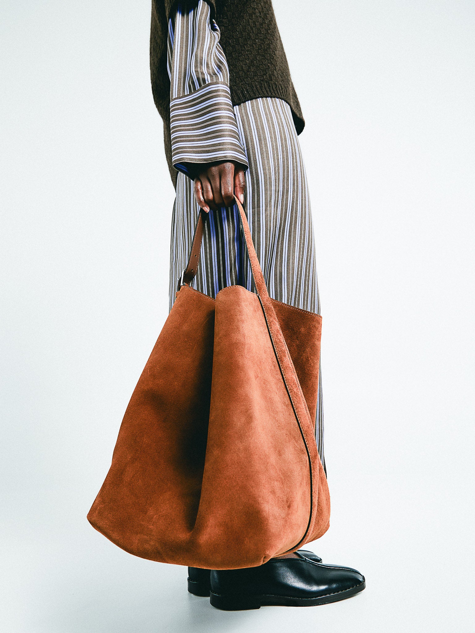 Belted Tote Bag in Tan Brown