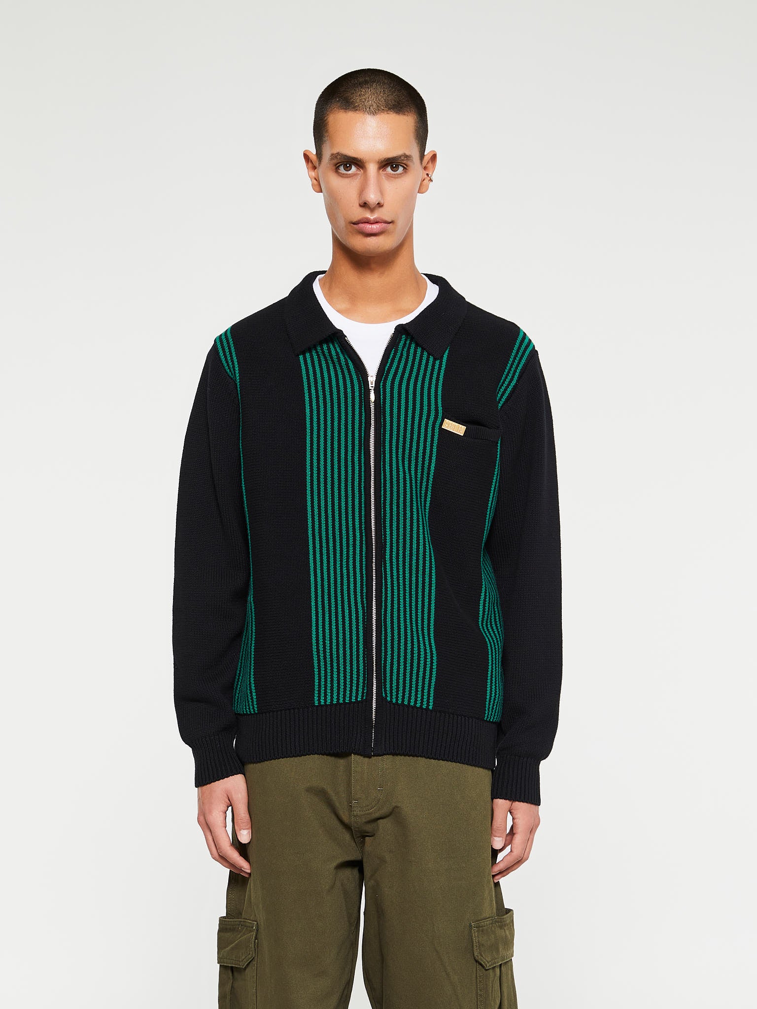 Fucking Awesome - Zip Polo Sweater in Black and Green