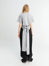 Fidan Novruzova - Prinnie T-Shirt with Ties in Grey Melange and Blue Stripes