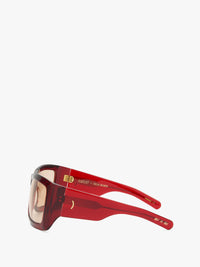 Flatlist - Fargo Sunglasses in Crystal Burgundy and Peach Lens