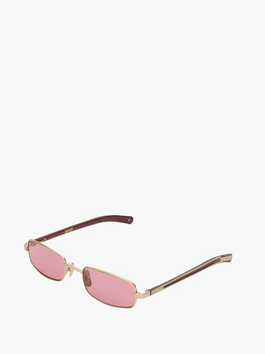 Flatlist - Sting Glasses Brushed Light Gold, Solid Bordeaux and Dust Pink Lens
