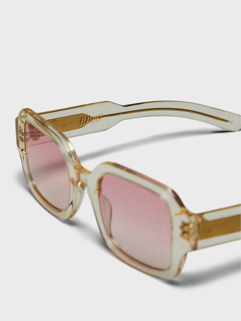 Tishkoff Sunglasses in Crystal Yellow and Pink Gradient Lens